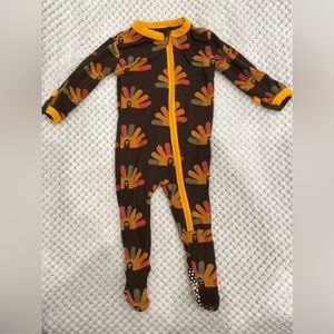 KicKee Pants Bark Turkey Footie with Zipper, Excellent Condition, 0-3 Months